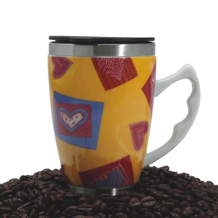 Danesco Double-Walled Travel Mug – 14 Oz With Lid (Hearts Pattern) 1