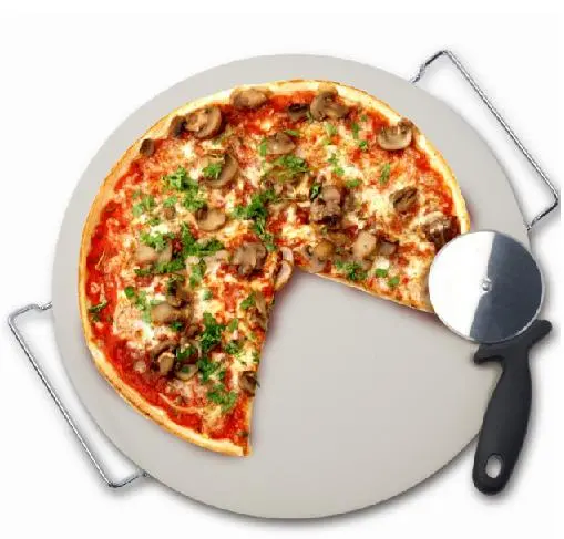 Danesco Pizza Baking Stone Set With Cooling Rack And Cutting Wheel 1