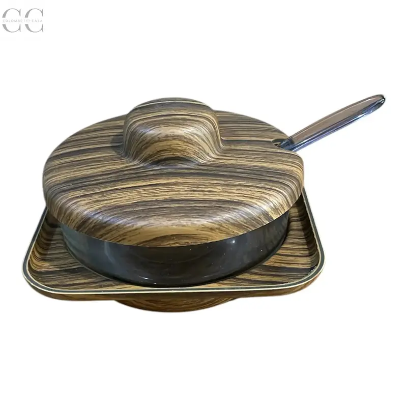 Dark Wood-Effect Cheese And Sugar Bowl By Robex 1