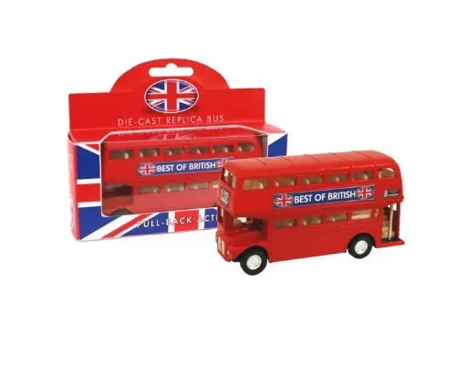 Die-Cast London Double-Decker Bus Model – Pull-Back Action Toy Replica 1