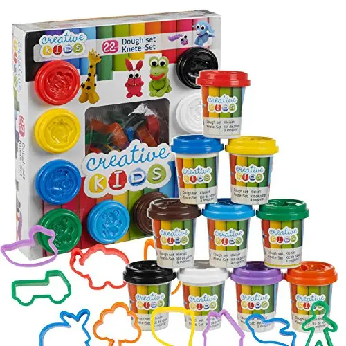 Dough 22-Piece Creative Play Set With Shaping Tools And Storage Tubs For Kids 1