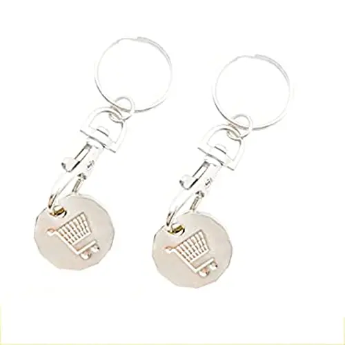 Dual Stainless Steel Trolley Coin Holders – Keyring Set For Shopping Carts, Office & Home Organization 1