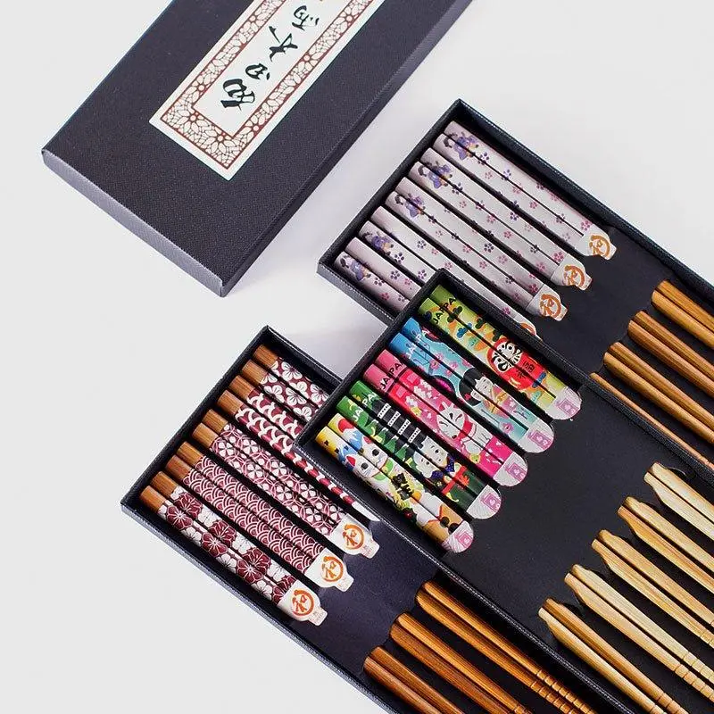 Eclectic Bamboo Chopstick Set With Multiple Themes 1