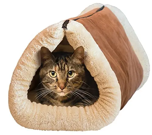 Efg 2-In-1 Cat Cave Tube With Integrated Cozy Mat 1