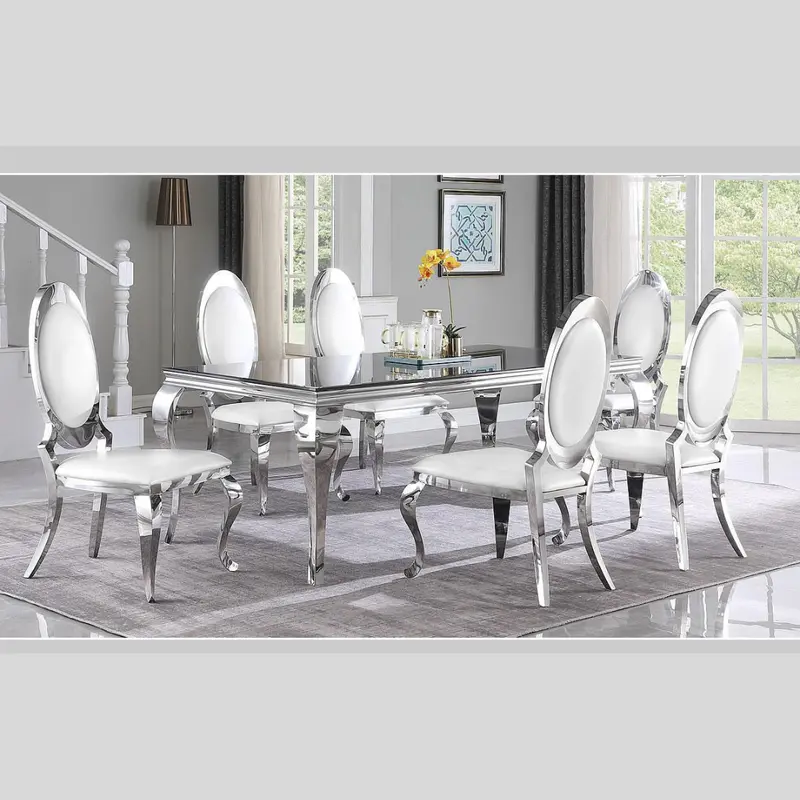Elegant Glass-Top 7-Piece Dining Set – Bianca Collection 1