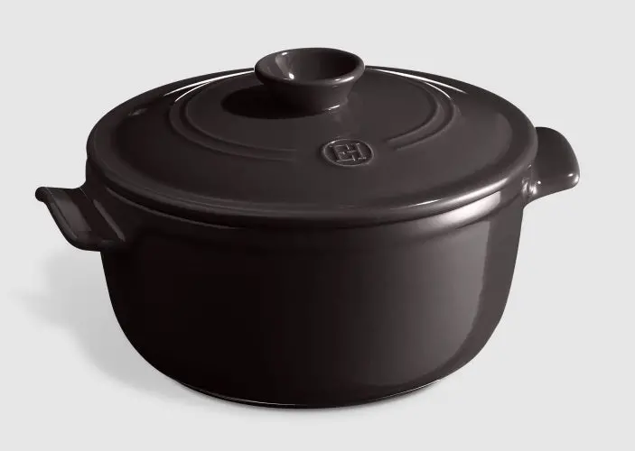 Emile Henry 2.5L Charcoal Round Stewpot Casserole 1
