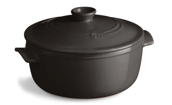 Emile Henry 4L Charcoal Black Round Stewpot Casserole 1