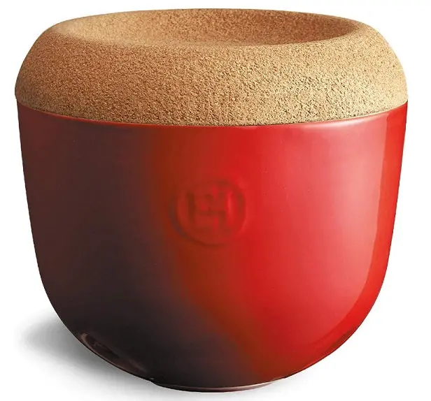 Emile Henry Burgundy Red Garlic Roasting Pot 1
