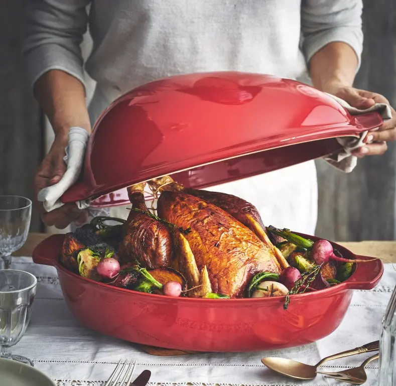 Emile Henry Burgundy Red Large Rectangular Roasting Dish 1