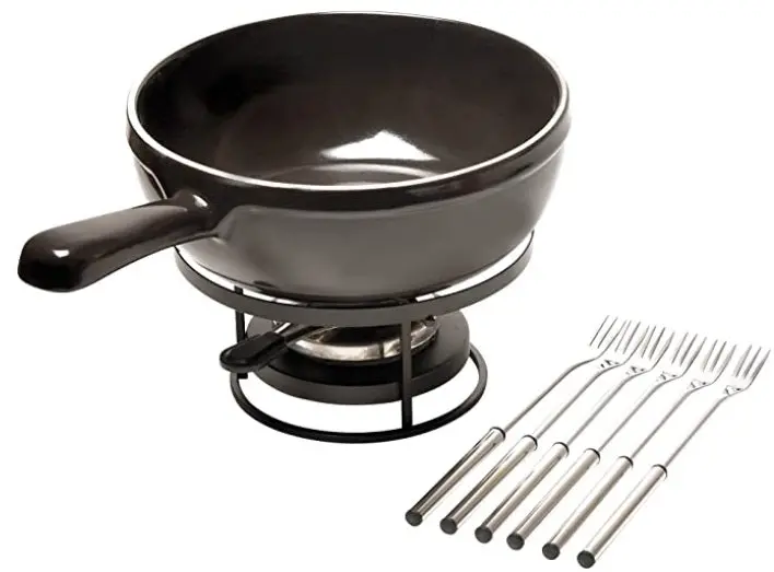 Emile Henry Charcoal Black Ceramic Cheese Fondue Set 1