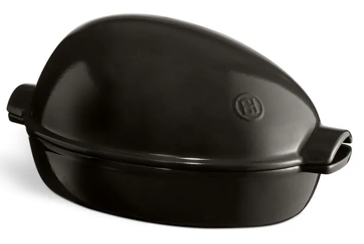 Emile Henry Charcoal Black Large Rectangular Roasting Dish 1