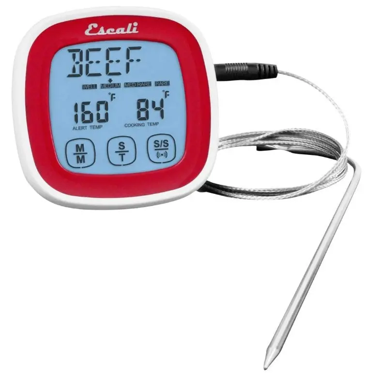 Escali Red Touchscreen Thermometer & Timer – Dual-Sensor Convenience 1
