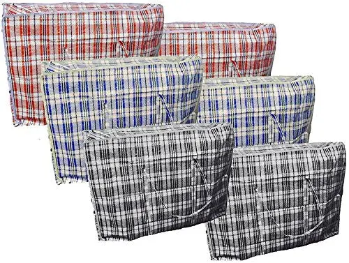 Extra-Large Reusable Zippered Laundry & Shopping Storage Bags (Pack Of 6) 1