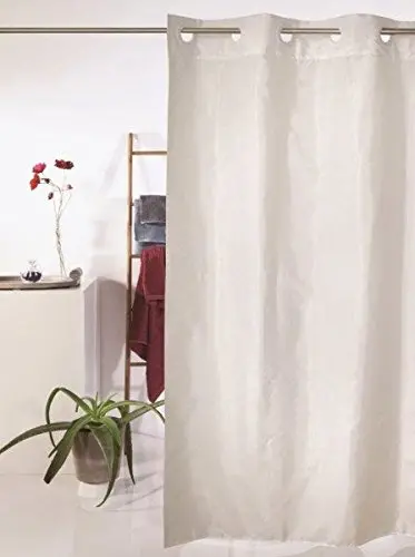 Extra-Long White Polyester Shower Curtain – Hookless Design, 180 X 200 Cm 1