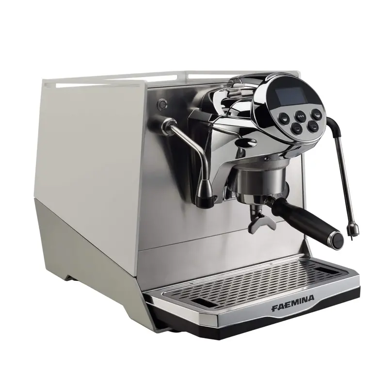 Faema Faemina A/1 Gti 5P Single-Group Espresso Machine – Glossy White & Clear Grey Anodized Finish 1