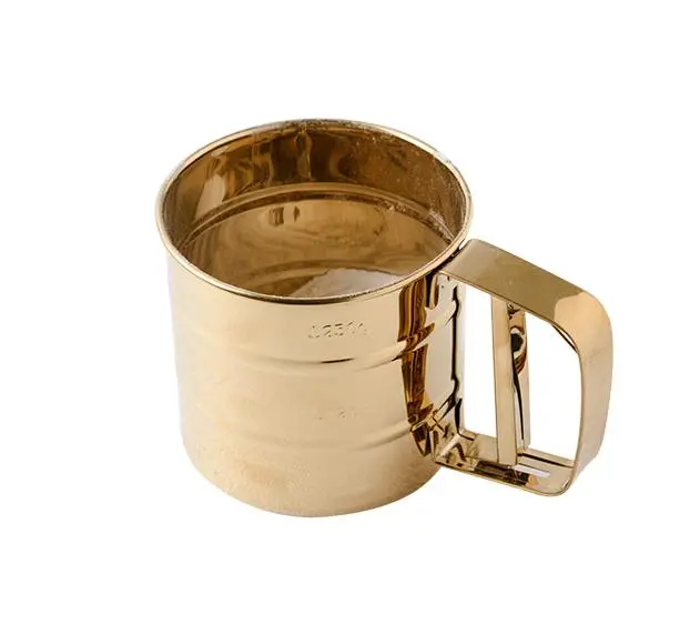Fine-Mesh Golden Flour Sifter Cup – Stainless Steel Baking Sieve 1