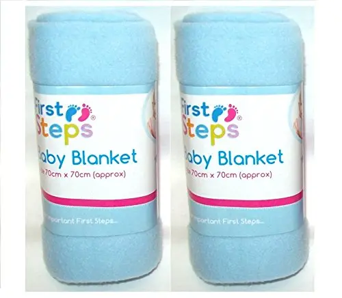 First Steps Soft Fleece Baby Blankets – Pack Of 2 (70 X 70Cm) For Prams, Cribs & Moses Baskets 1