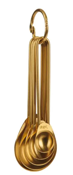 Five-Piece Gold-Finished Stainless Steel Measuring Spoons 1