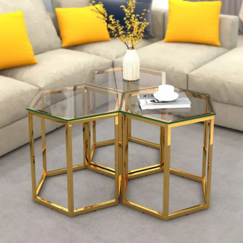 Fleur 3-Piece Accent Table Collection – Gold & Silver 1
