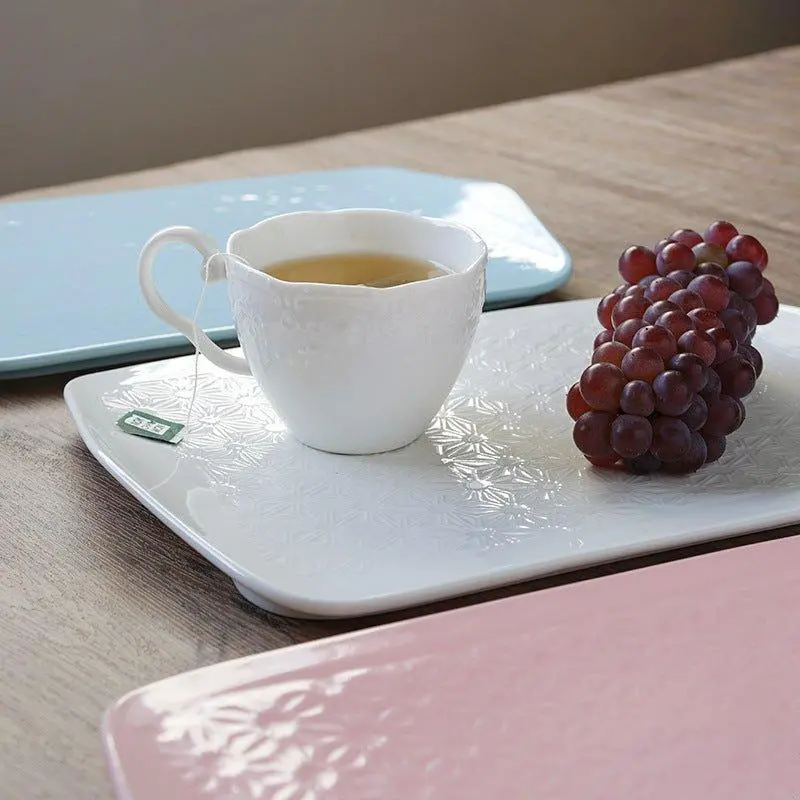 Floral-Embellished Rectangular Ceramic Platter – Japanese Artware 1