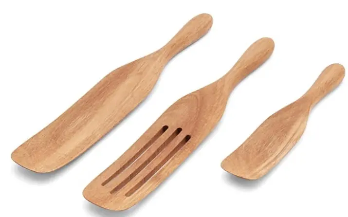 Fox Run Acacia Wood Spurtle And Dual-Function Spatula-Spoon Set 1