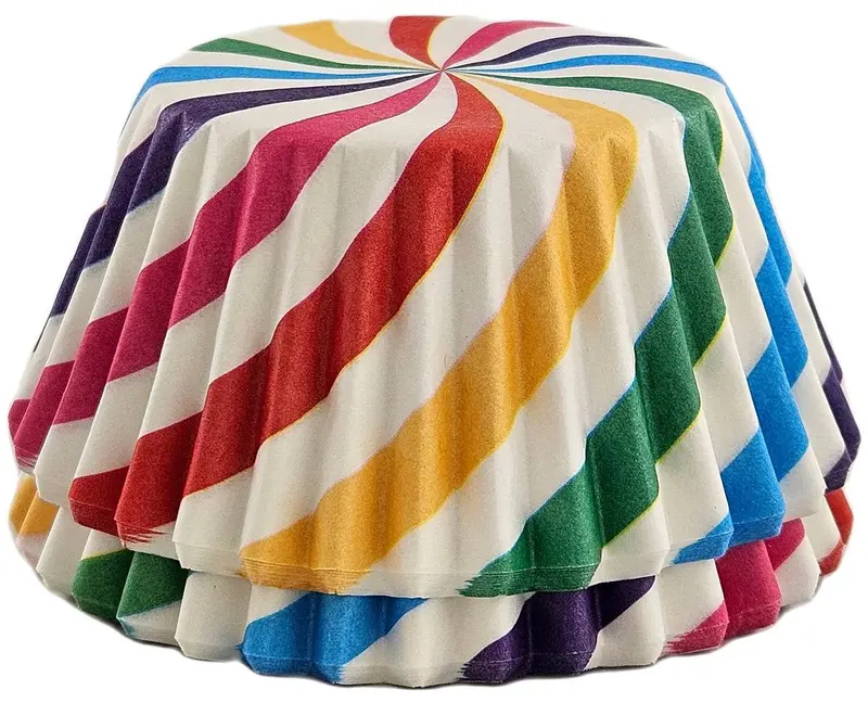 Fox Run Colorful Pinwheel Cupcake Liners – Vibrant Patterned Paper Cups (50 Count) 1