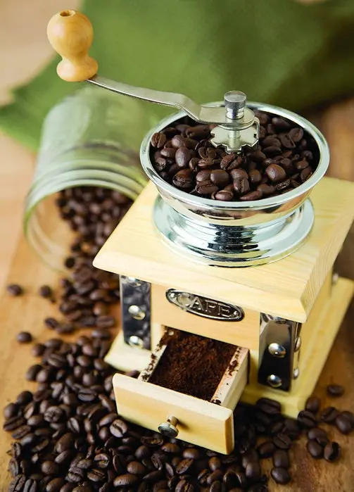 Fox Run Manual Coffee Grinder – Adjustable Burr Mill (Natural Finish) 1