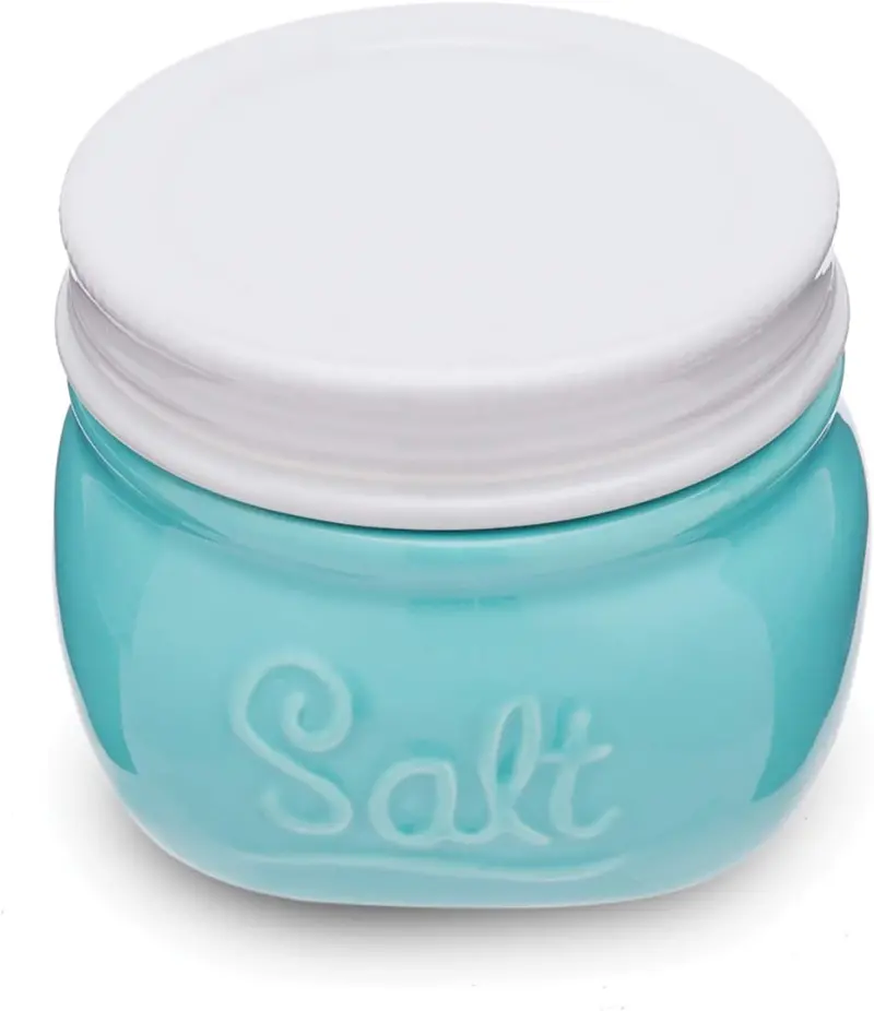 Fox Run Mason Jar Salt Cellar With Integrated Spoon – Rustic Kitchen Organizer 1