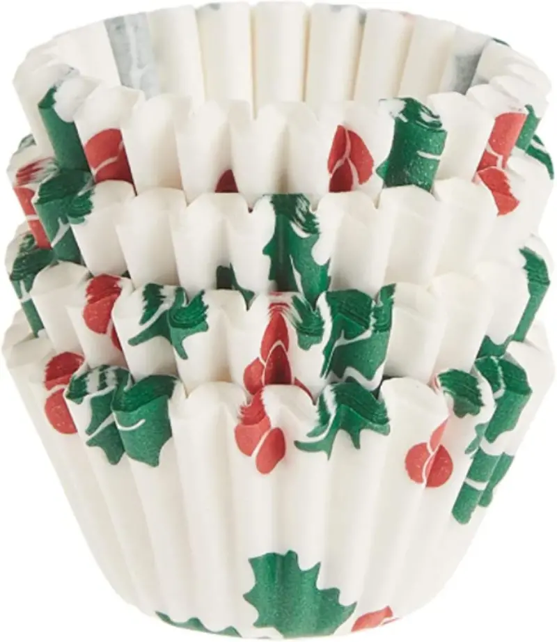 Fox Run Mini Holiday Baking Cups – Small-Sized Christmas Liners (75 Count) 1