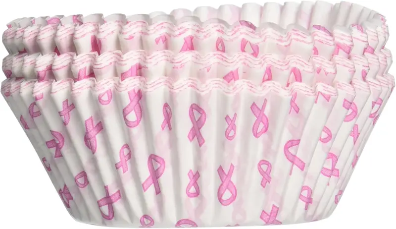 Fox Run Pink Ribbon Paper Baking Cups – Standard Muffin Size, 50-Pack 1