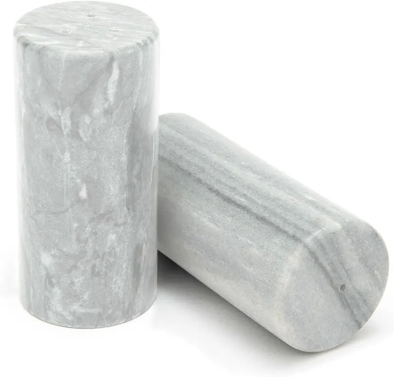 Fox Run White Marble Salt And Pepper Shakers – Elegant Dual-Dispenser Set 1