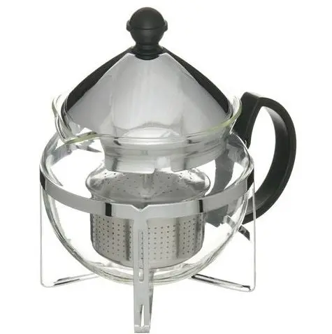 G & H Chrome-Finished Glass Tea Maker With Built-In Infuser 1