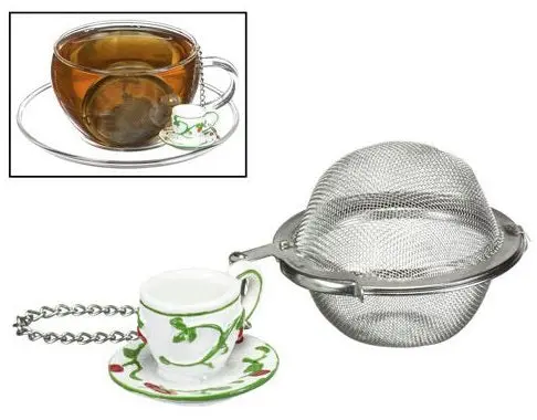 G & H Tea Infuser Ball With Decorative Tea Cup Ornament 1
