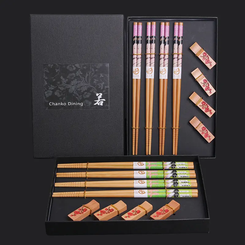 Geisha Motif Bamboo Chopsticks – Artisan Japanese Tableware Set 1