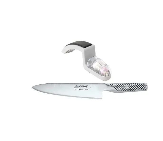 Global 2-Piece Knife & Grey Ceramic Sharpener Set (G2 + 220 Model) 1