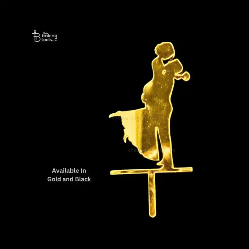 Gold And Black Acrylic Couple Cake Topper For Wedding Or Anniversary Desserts 1