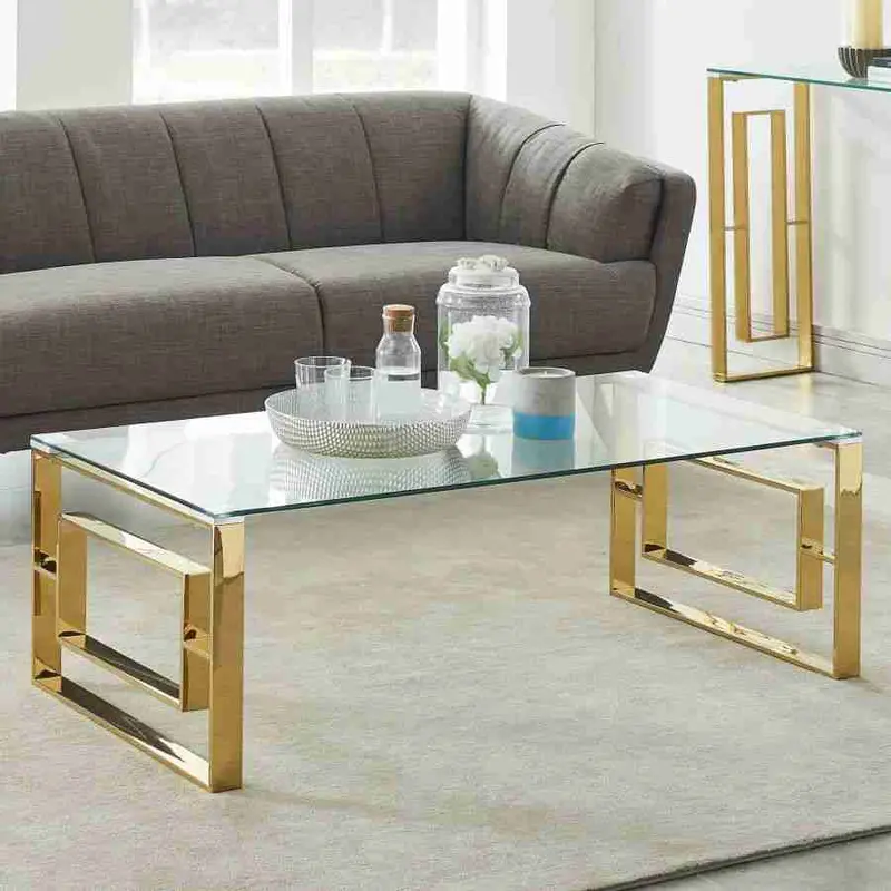 Gold And Silver Framed Glass Top Coffee Table 1