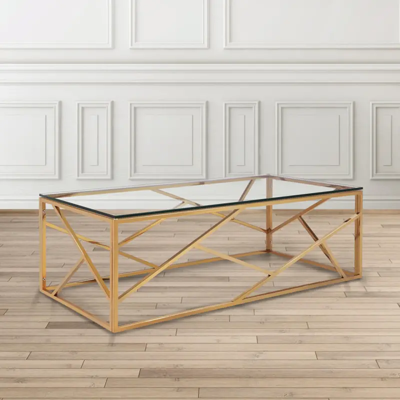 Gold-And-Silver Tempered Glass Coffee Table 1