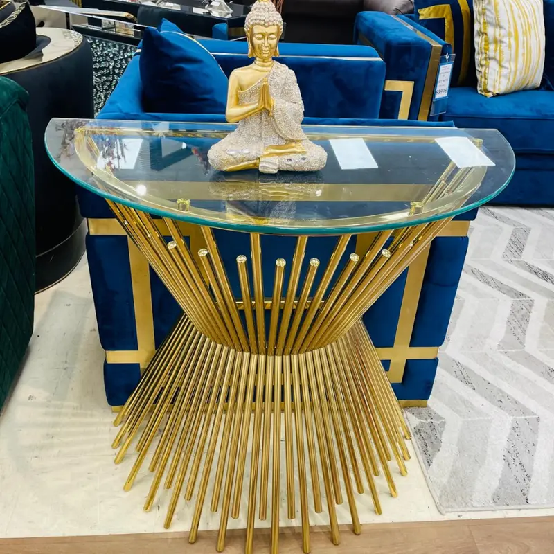 Gold-Finished Metallic Console Table 1