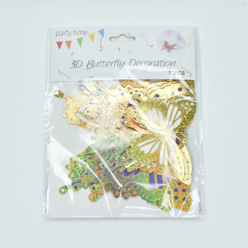 Gold Glitter Butterfly Cake Topper – Orange & Purple Accented Sparkling Decoration – Tpr157 1