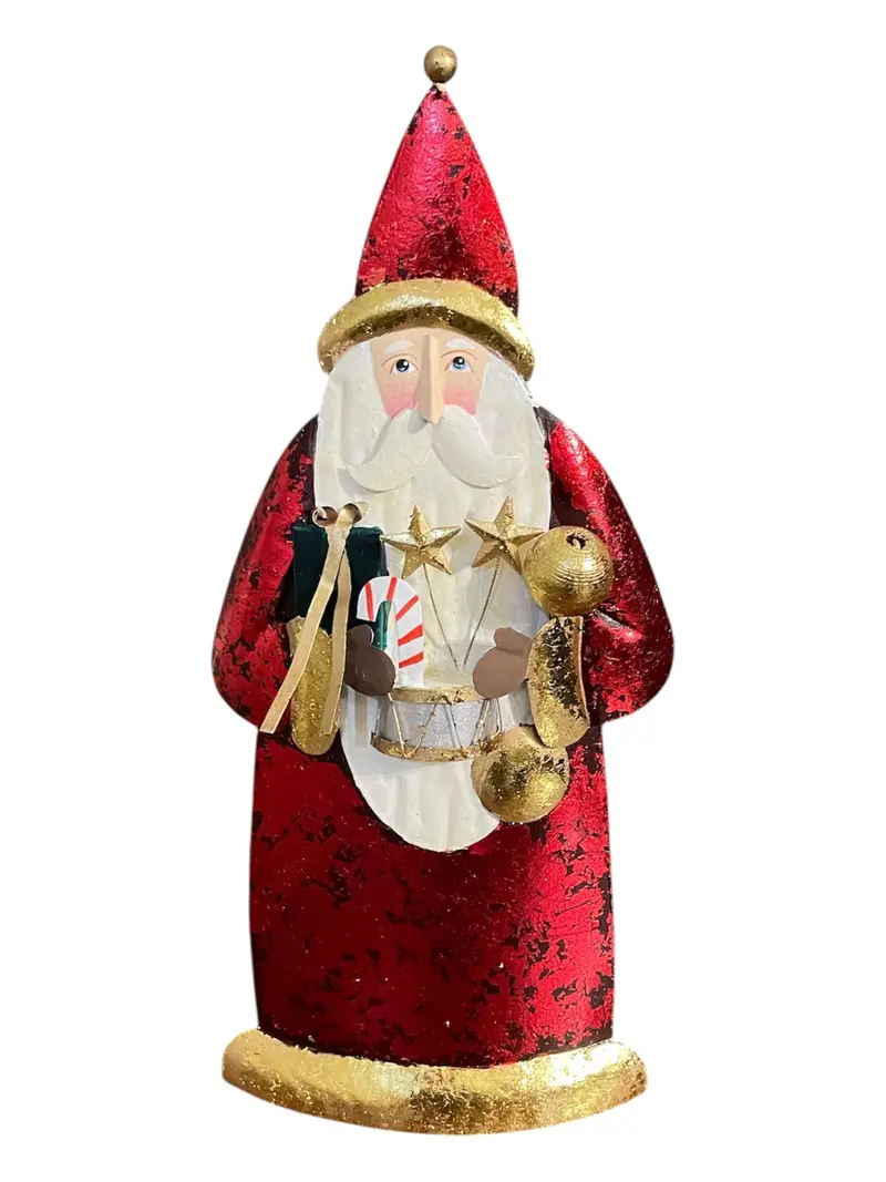 Gold-Glitter Metal Santa Claus Ornament Statue 1