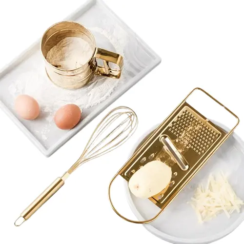 Gold-Tone Whisk, Measuring Cup & Zester Baking Set 1