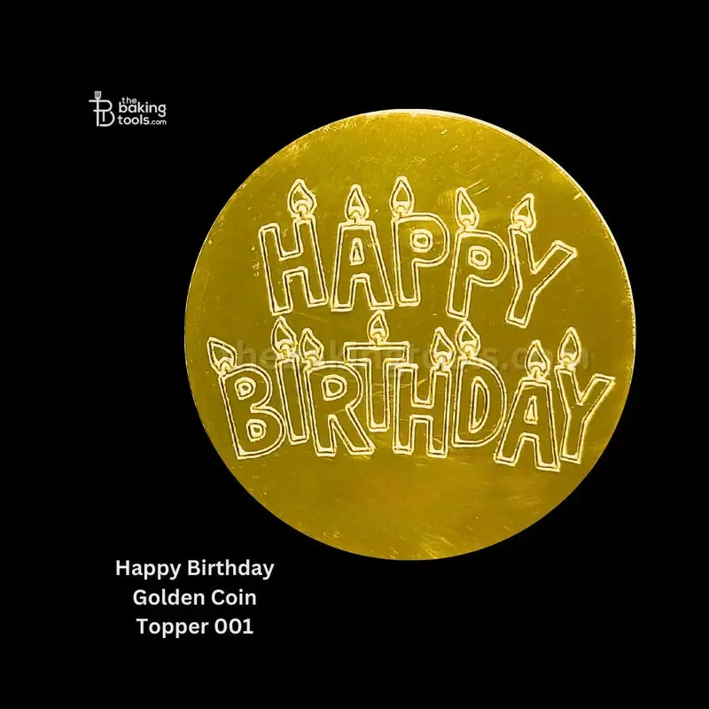 Golden Acrylic Happy Birthday Coin Topper – Design 001 1