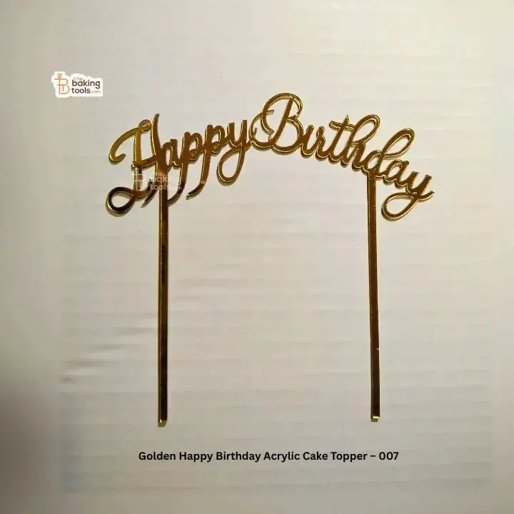 Golden Happy Birthday Acrylic Cake Topper – Style 007, Shimmering Festive Accent 1