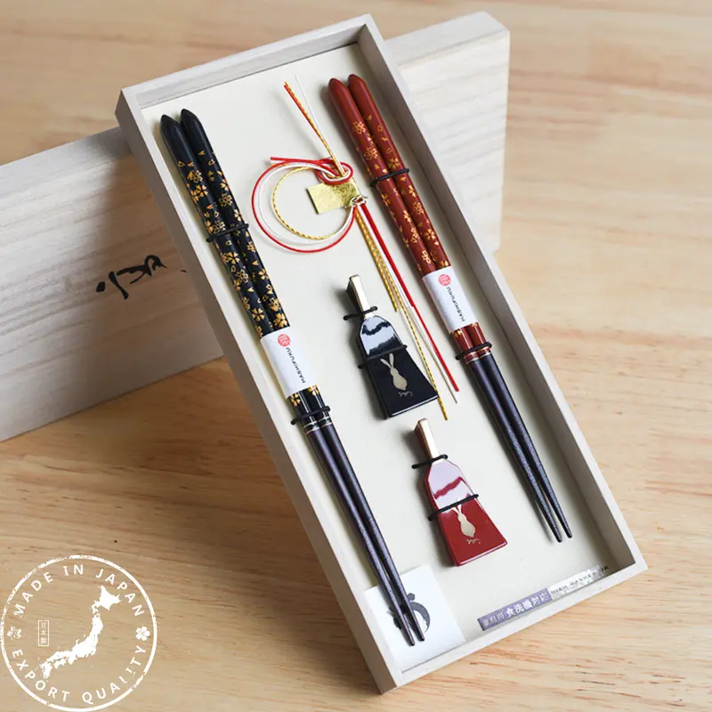 Golden Sakura Ceramic-Coated Chopsticks – Japanese Wedding Gift Set 1