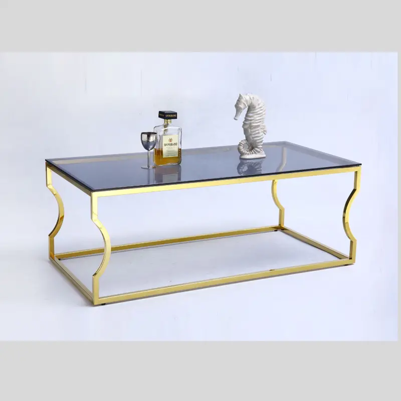 Golden-Toned Glass Coffee Table 1