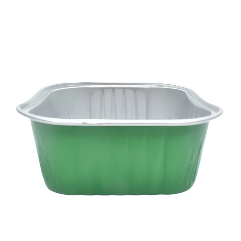 Green Square Foil Containers Without Lids – Earthy 10-Piece Set For Sustainable Or Garden-Themed Packaging (Cl074-C) 1