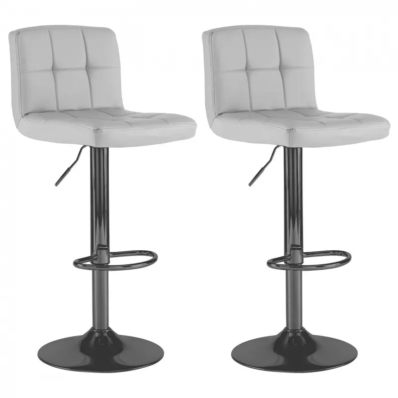 Grey Faux Leather Swivel Bar Stools – Set Of Two 1