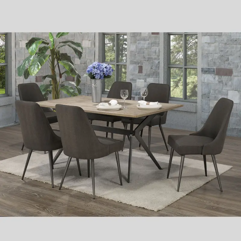 Grey Wooden 7-Piece Dining Set – Modern Finish 1