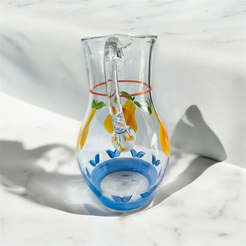 Hand-Painted Glass Pitcher Featuring Apples And Pears By Studio Pitti 1